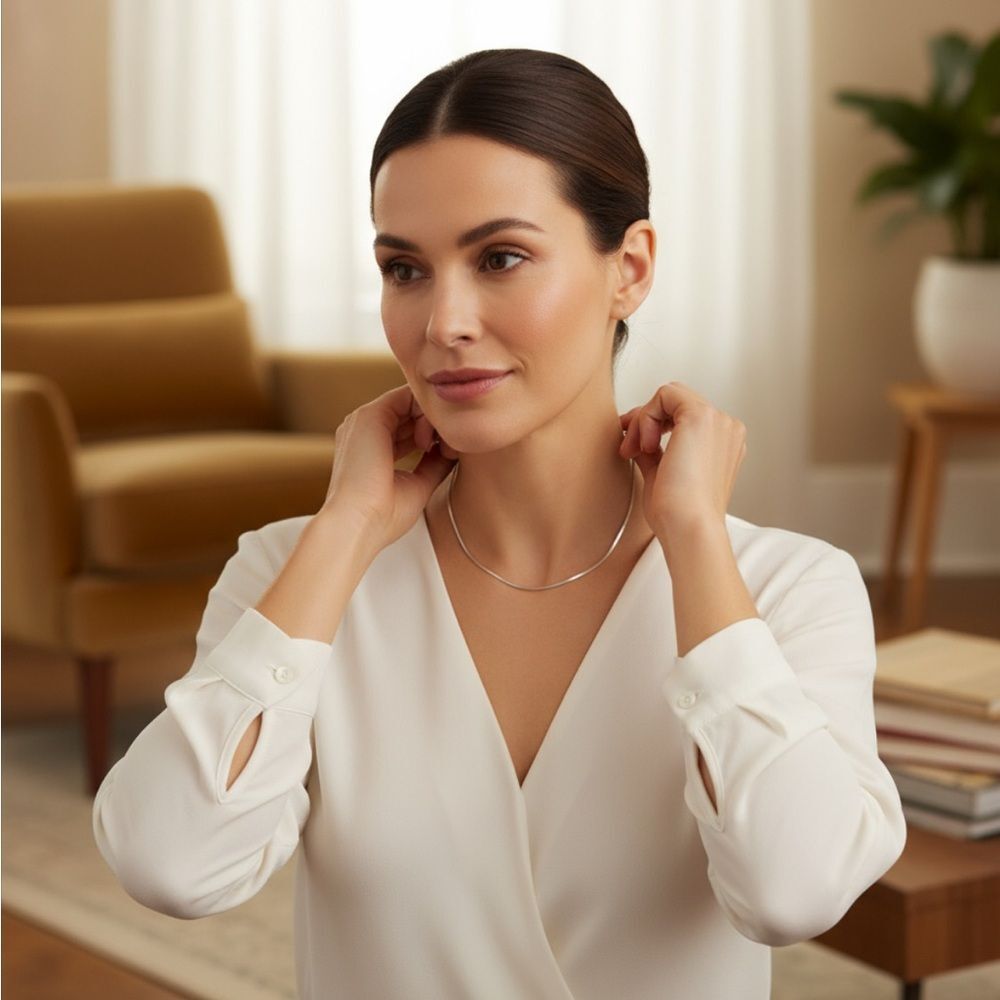 Vintage Sterling Silver Italy 925 Snake Chain Necklace Minimalist Jewelry